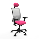 Zulema sincro malla blanca similpiel rosa brazos 3D base nailon cabecero fijo ruedas 65mm nailon