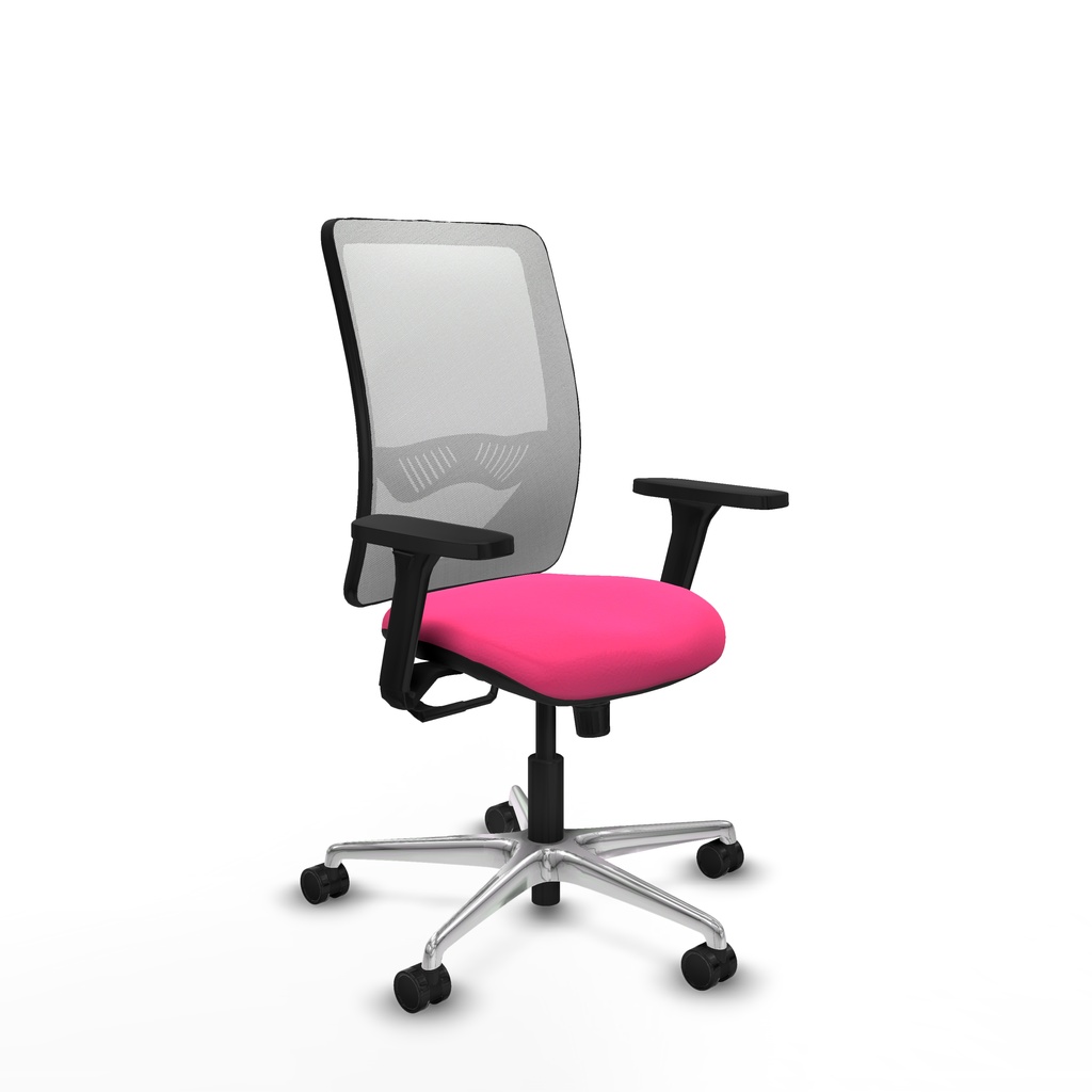 Zulema sincro malla blanca similpiel rosa brazos 3D base aluminio  ruedas 65mm nailon