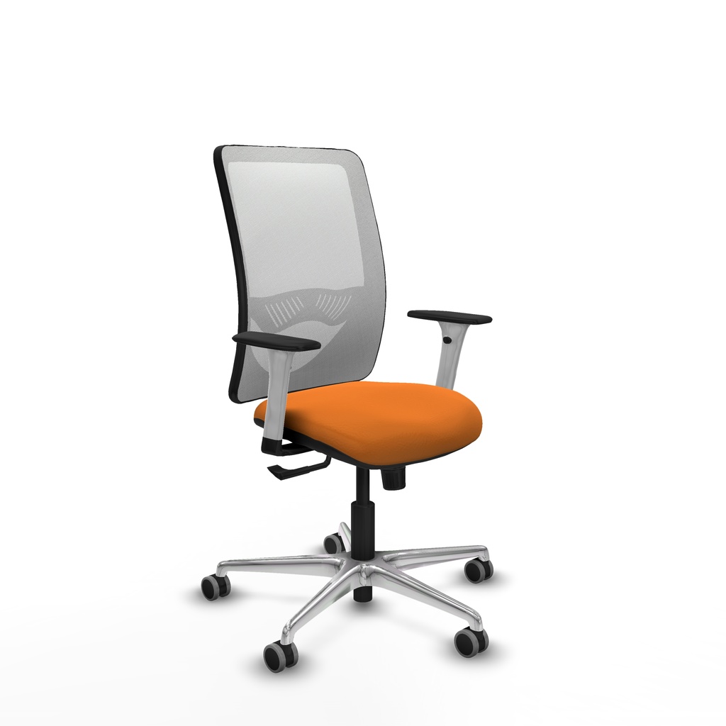 Zulema sincro malla blanca similpiel naranja brazos blancos base aluminio  ruedas 65mm engomadas