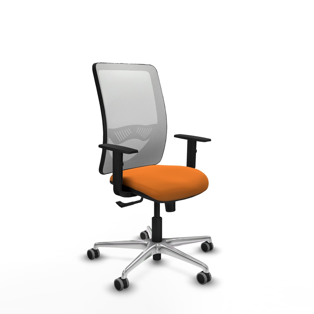 Zulema sincro malla blanca similpiel naranja brazos 1D base aluminio  ruedas 65mm engomadas