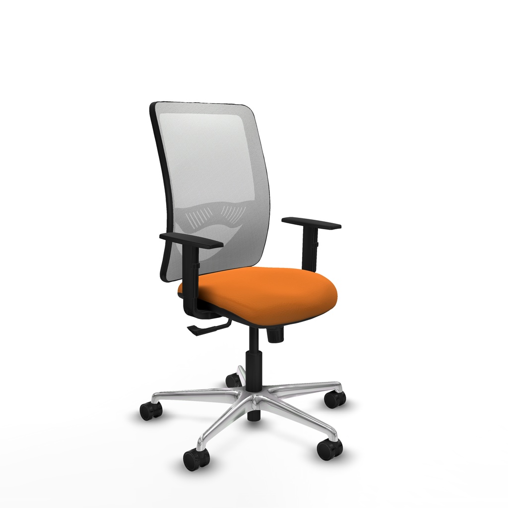 Zulema sincro malla blanca similpiel naranja brazos 1D base aluminio  ruedas 65mm nailon