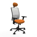 Zulema sincro malla blanca similpiel naranja brazos 3D base nailon cabecero fijo ruedas 65mm nailon
