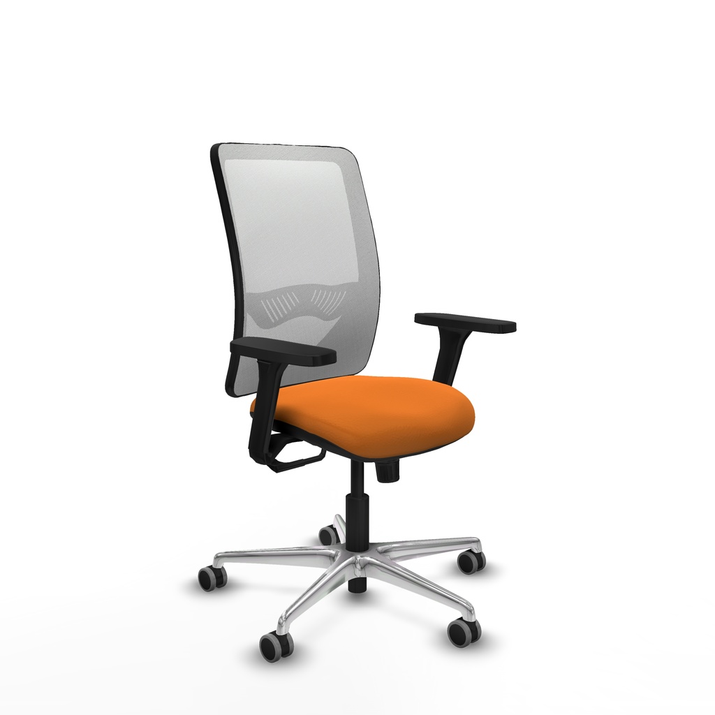 Zulema sincro malla blanca similpiel naranja brazos 3D base aluminio  ruedas 65mm engomadas