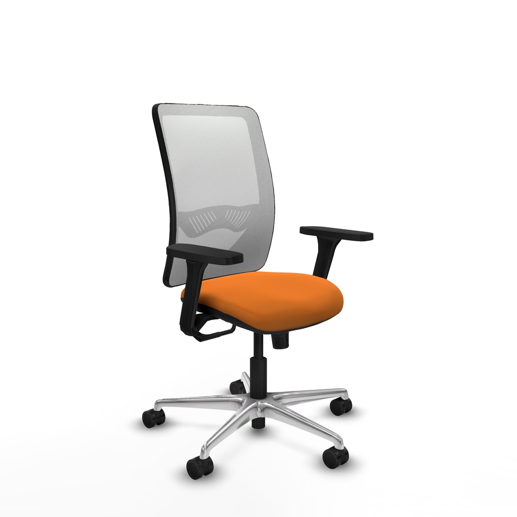 Zulema sincro malla blanca similpiel naranja brazos 3D base aluminio  ruedas 65mm nailon
