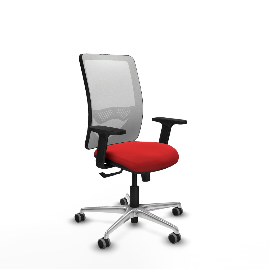 Zulema sincro malla blanca similpiel rojo brazos 2D base aluminio  ruedas 65mm engomadas