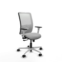 Zulema sincro malla blanca similpiel gris claro brazos blancos base aluminio  ruedas 65mm nailon