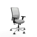 Zulema sincro malla blanca similpiel gris claro brazos 2D base blanca  ruedas 65mm engomadas