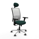 Zulema sincro malla blanca similpiel verde botella brazos 3D base aluminio cabecero fijo ruedas 65mm engomadas