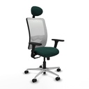 Zulema sincro malla blanca similpiel verde botella brazos 3D base aluminio cabecero fijo ruedas 65mm nailon