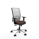 Zulema sincro malla blanca similpiel marrón oscuro brazos 1D base aluminio  ruedas 65mm nailon