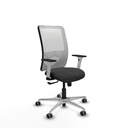 Zulema sincro malla blanca similpiel gris oscuro brazos blancos base aluminio  ruedas 65mm engomadas