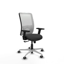 Zulema sincro malla blanca similpiel gris oscuro brazos 2D base aluminio  ruedas 65mm engomadas