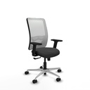 Zulema sincro malla blanca similpiel gris oscuro brazos 2D base aluminio  ruedas 65mm nailon