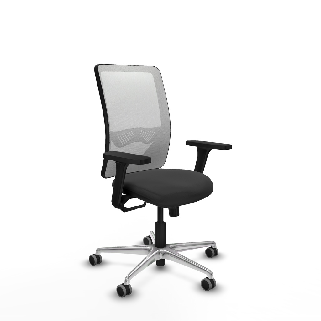 Zulema sincro malla blanca similpiel gris oscuro brazos 3D base aluminio  ruedas 65mm engomadas