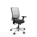 Zulema sincro malla blanca similpiel gris oscuro brazos 3D base aluminio  ruedas 65mm engomadas