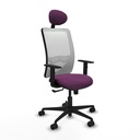 Zulema sincro malla blanca similpiel morado brazos 1D base nailon cabecero fijo ruedas 65mm nailon