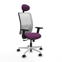 Zulema sincro malla blanca similpiel morado brazos 2D base blanca cabecero fijo ruedas 65mm nailon