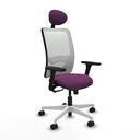 Zulema sincro malla blanca similpiel morado brazos 3D base blanca cabecero fijo ruedas 65mm nailon