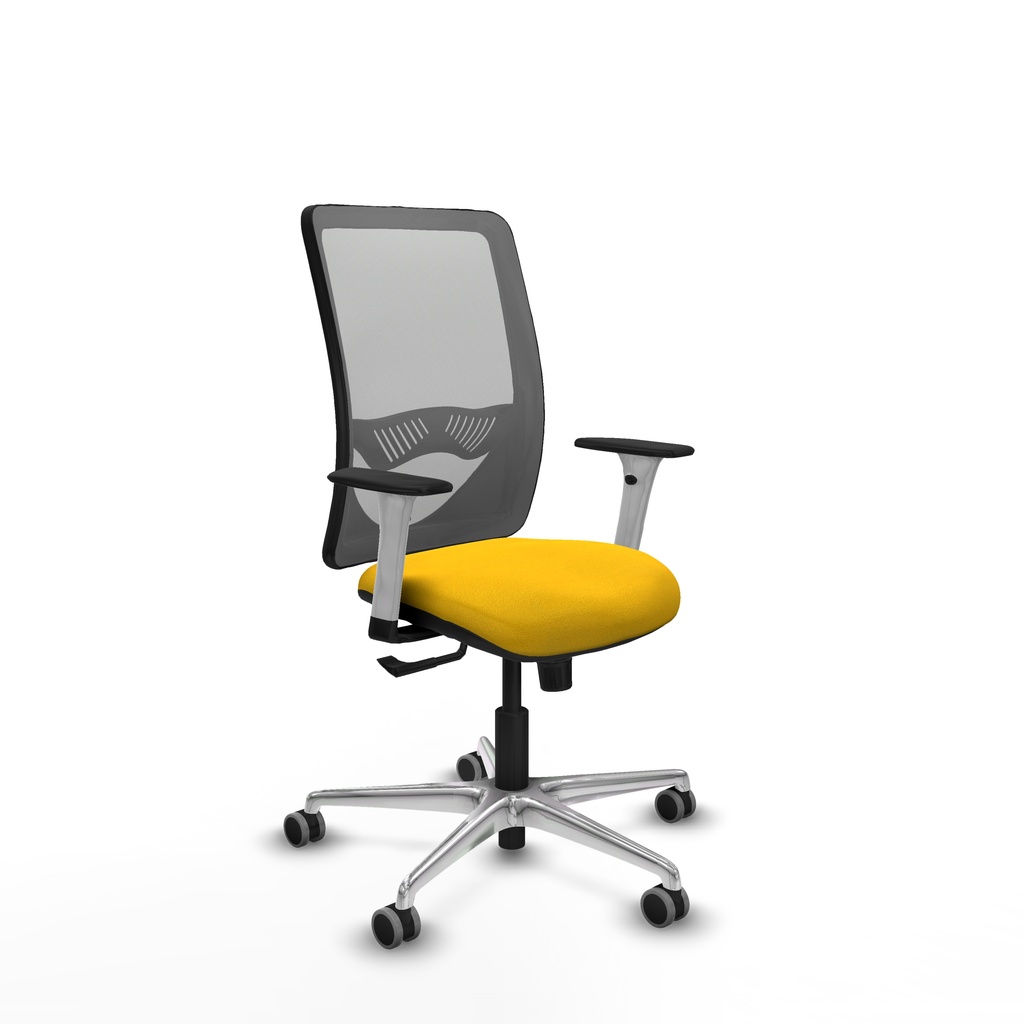 Zulema sincro malla gris bali amarillo brazos blancos base aluminio  ruedas 65mm engomadas