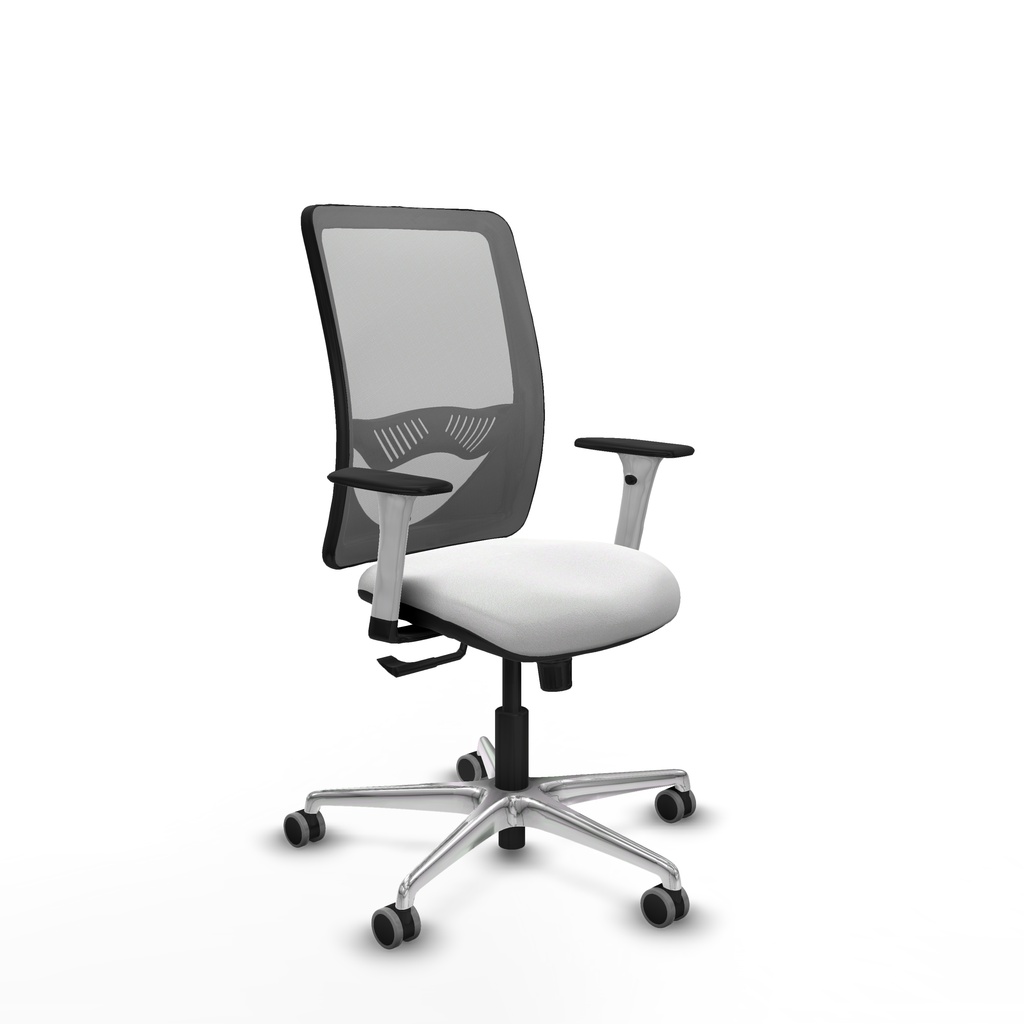 Zulema sincro malla gris bali blanco brazos blancos base aluminio  ruedas 65mm engomadas
