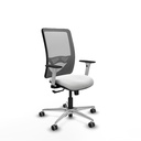 Zulema sincro malla gris bali blanco brazos blancos base aluminio  ruedas 65mm engomadas