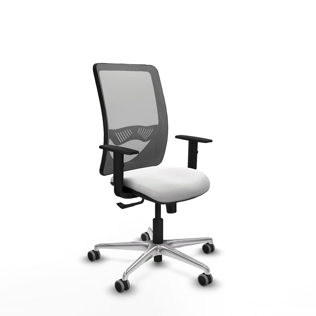 Zulema sincro malla gris bali blanco brazos 1D base aluminio  ruedas 65mm engomadas