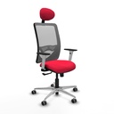 Zulema sincro malla gris bali rojo brazos blancos base aluminio cabecero fijo ruedas 65mm engomadas