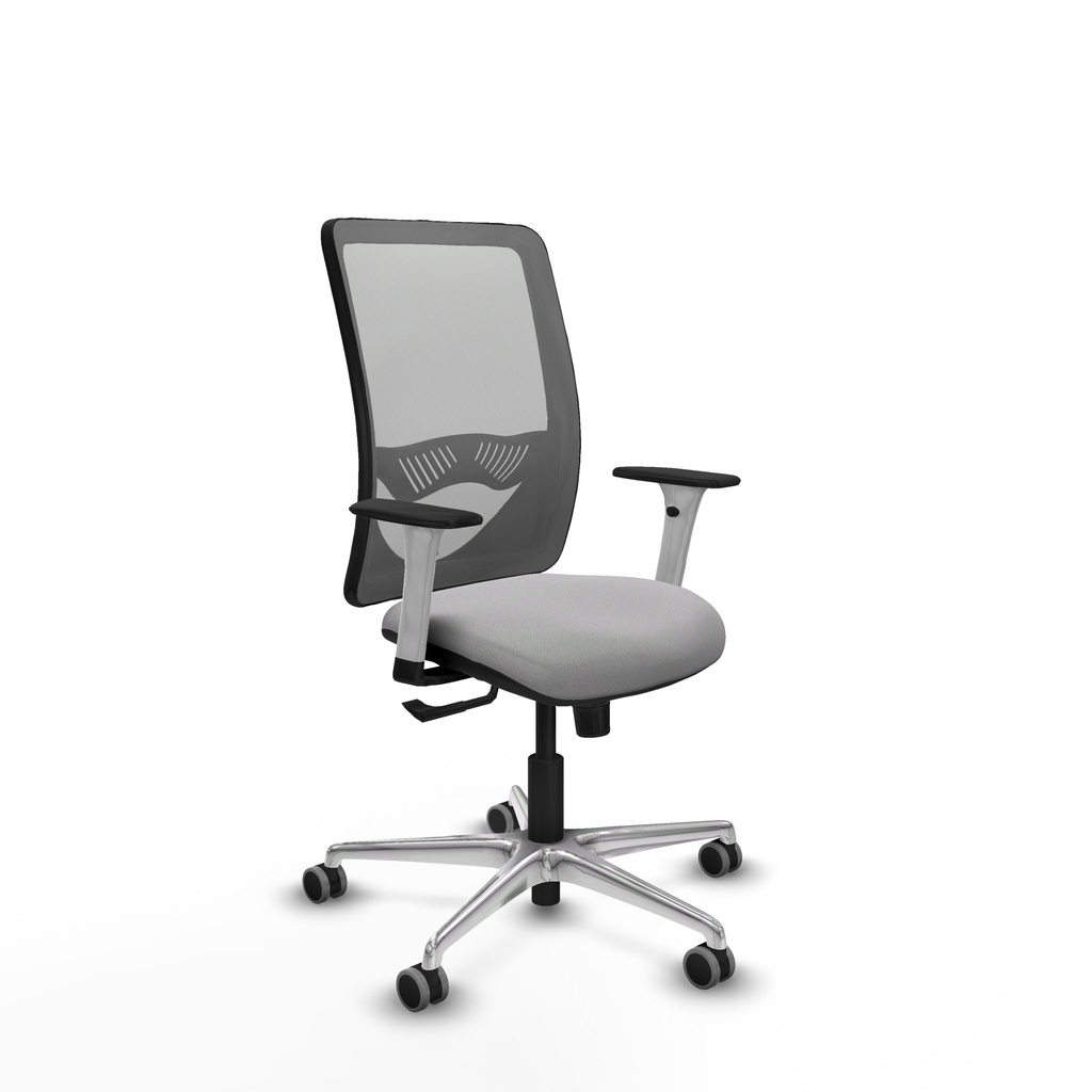 Zulema sincro malla gris bali gris claro brazos blancos base aluminio  ruedas 65mm engomadas