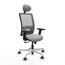 Zulema sincro malla gris bali gris claro brazos 2D base blanca cabecero fijo ruedas 65mm engomadas