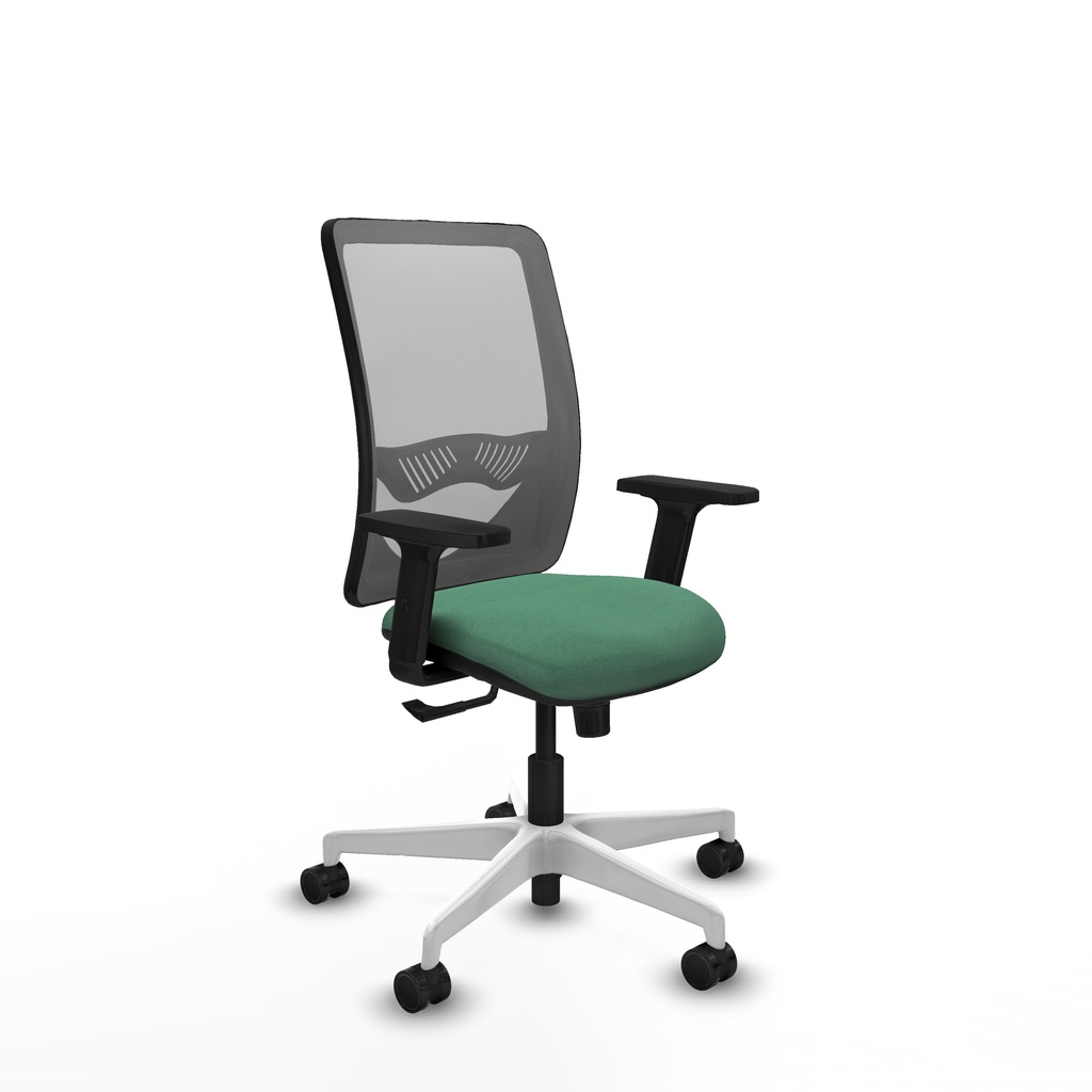Zulema sincro malla gris bali verde esmeralda brazos 2D base blanca  ruedas 65mm nailon
