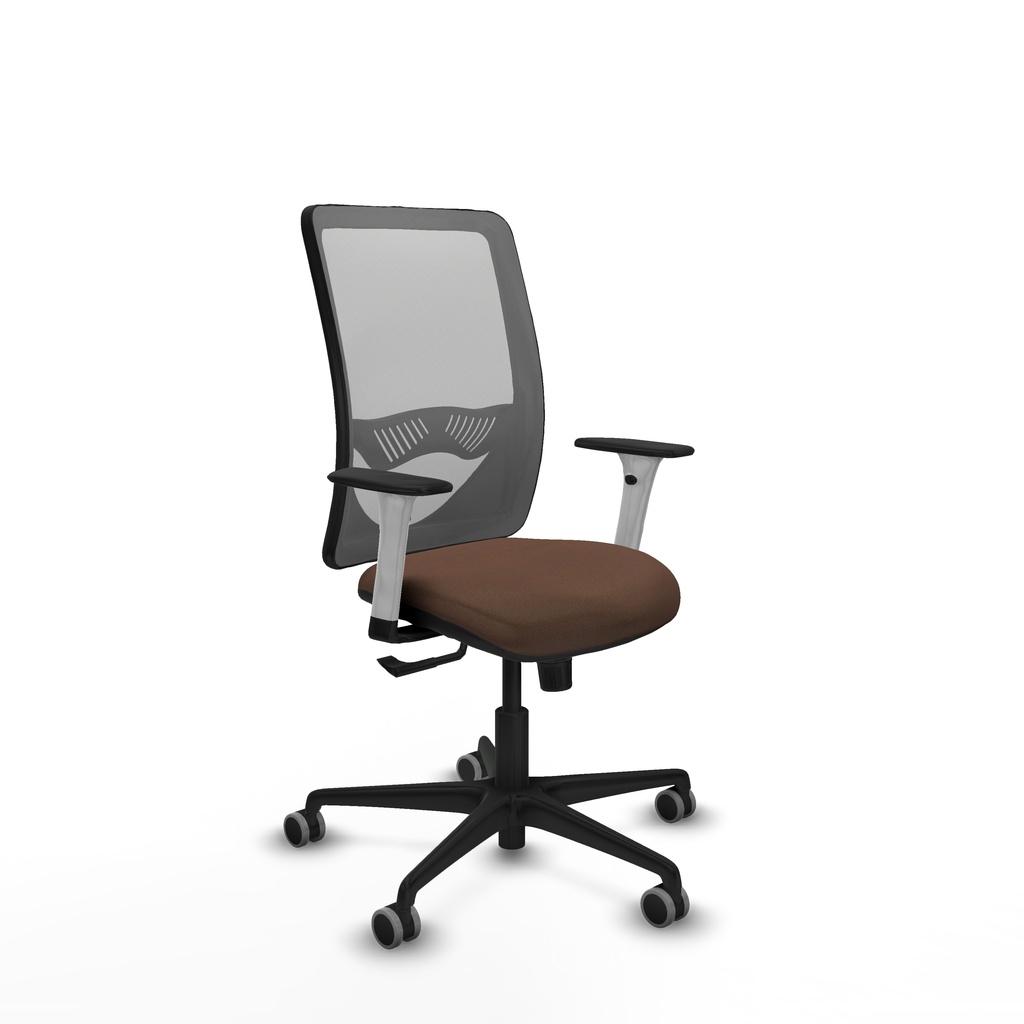 Zulema sincro malla gris bali marrón oscuro brazos blancos base nailon  ruedas 65mm engomadas