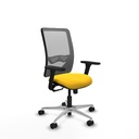 Zulema sincro malla gris similpiel amarillo brazos 3D base aluminio  ruedas 65mm nailon