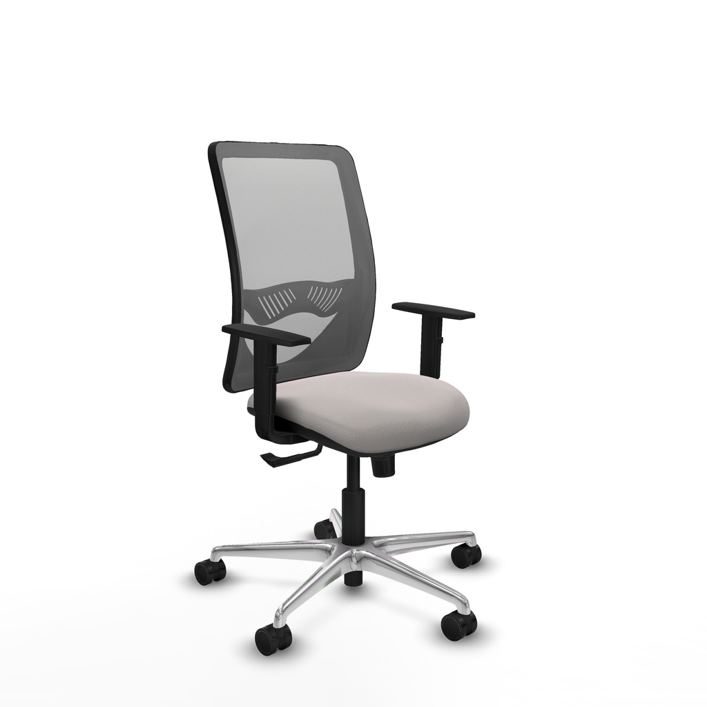 Zulema sincro malla gris similpiel blanco brazos 1D base aluminio  ruedas 65mm nailon