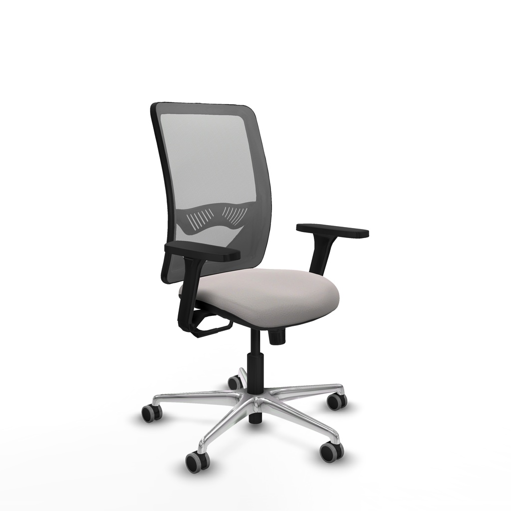 Zulema sincro malla gris similpiel blanco brazos 3D base aluminio  ruedas 65mm engomadas