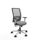 Zulema sincro malla gris similpiel gris brazos blancos base aluminio  ruedas 65mm nailon