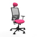 Zulema sincro malla gris similpiel rosa brazos blancos base nailon cabecero fijo ruedas 65mm nailon