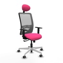 Zulema sincro malla gris similpiel rosa brazos 1D base blanca cabecero fijo ruedas 65mm engomadas
