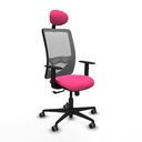Zulema sincro malla gris similpiel rosa brazos 1D base nailon cabecero fijo ruedas 65mm engomadas