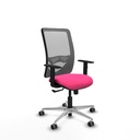 Zulema sincro malla gris similpiel rosa brazos 1D base aluminio  ruedas 65mm engomadas