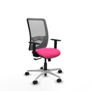 Zulema sincro malla gris similpiel rosa brazos 1D base aluminio  ruedas 65mm nailon