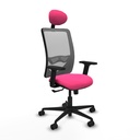 Zulema sincro malla gris similpiel rosa brazos 2D base nailon cabecero fijo ruedas 65mm nailon