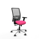 Zulema sincro malla gris similpiel rosa brazos 2D base aluminio  ruedas 65mm engomadas
