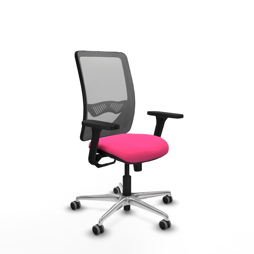 Zulema sincro malla gris similpiel rosa brazos 3D base aluminio  ruedas 65mm engomadas