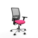 Zulema sincro malla gris similpiel rosa brazos 3D base aluminio  ruedas 65mm nailon