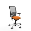 Zulema sincro malla gris similpiel naranja brazos blancos base aluminio  ruedas 65mm engomadas