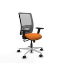 Zulema sincro malla gris similpiel naranja brazos 2D base blanca  ruedas 65mm nailon