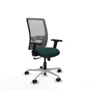 Zulema sincro malla gris similpiel verde botella brazos 2D base aluminio  ruedas 65mm nailon