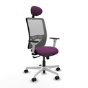 Zulema sincro malla gris similpiel morado brazos blancos base blanca cabecero fijo ruedas 65mm nailon