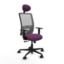 Zulema sincro malla gris similpiel morado brazos 1D base nailon cabecero fijo ruedas 65mm nailon