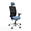 Zulema sincro malla negra bali azul cielo brazos 2D base aluminio cabecero fijo ruedas 65mm engomadas